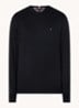 Fijngebreide pullover in kasjmierblend met logoborduring - Zwart