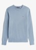 Fijngebreide pullover in kasjmierblend met logoborduring - Brisk Blue-C2B / Lichtblauw
