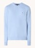 Fijngebreide pullover in kasjmierblend met logoborduring - Lichtblauw