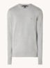 Fijngebreide pullover in kasjmierblend met logoborduring - Lichtgrijs