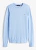 Fijngebreide pullover in kasjmierblend met logoborduring - Blauw