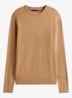 Fijngebreide pullover in kasjmierblend met logoborduring - Camel