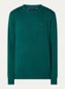 Fijngebreide pullover in kasjmierblend met logoborduring - Zeegroen