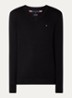 Fijngebreide pullover met logo - Zwart