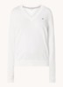 Fijngebreide pullover met logoborduring  - Gebroken wit