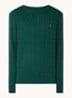 Flag Embroidery Cable Knit Jumper - Donkergroen