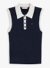 Kabelgebreide spencer met logo - Donkerblauw