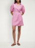 Mini wikkeljurk met pofmouw - Roze