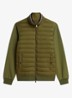 Mixed Texture Quilted Zip-Thru Sweatshirt - Legergroen