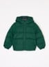 Puffer jack met donsvulling en afneembare capuchon - Lindegroen