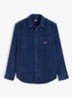 Regular fit overhemd van corduroy met logoborduring - Donkerblauw