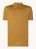 Regular fit polo met logoborduring - Okergeel