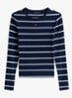 Slim Ribbed Long Sleeve T-Shirt - Dark Night Navy / Stripe-0A6 / Blauw