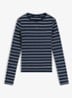 Slim Ribbed Long Sleeve T-Shirt - Dark Blue / Day Lily Stripe-0X5 / Blauw