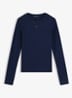Slim Ribbed Long Sleeve T-Shirt - Dark Blue-C1G / Blauw