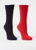 Sokken met print in 2-pack - Steenrood