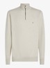 Sweater met halve rits en logoborduring - Beige
