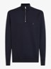 Sweater met halve rits en logoborduring - Donkerblauw