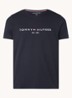 T-shirt met logoborduring en ronde hals - Donkerblauw
