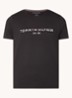 T-shirt met logoborduring en ronde hals - Zwart