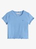 T-shirt met ribstructuur en logo - Blauw