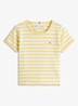 T-shirt met ribstructuur en logo - Lichtgeel