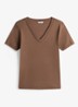 T-shirt met V-hals - Bruin