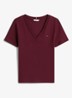 T-shirt met V-hals - Bordeauxrood