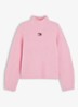 Tommy Badge ribgebreide trui in alpaca wolblend met logo - Roze