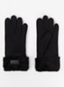 Turn Cuff handschoenen van suède met schapenvacht - Zwart