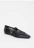 Wioletta ballerina van mesh met leren details - Zwart