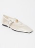 Wioletta ballerina van mesh met leren details - Gebroken wit