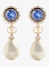 Oorstekers met kristal en parel - Blauw