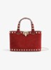 Rockstud mini handtas van suède - Rood