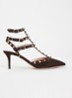 Rockstud pump van suède met studs - Donkerbruin