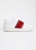 Rockstud sneaker van kalfsleer met suède details - Donkerrood