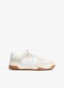 Sneaker van leer met suède details - Gebroken wit
