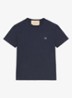 T-shirt met logoborduring - Donkerblauw