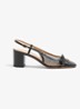 Valet Du Roi slingback van geitenleer met mesh details - Zwart