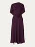 Midi jurk met asymmetrische zoom en ruches - Aubergine