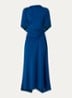 Midi jurk met asymmetrische zoom en ruches - Blauw