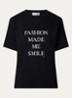 Slogan T-shirt met ronde hals - Zwart