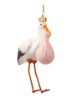 Ooievaar Met Baby kersthanger 11,5 cm - Roze