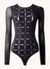 Anniversary stringbody met mesh - Zwart