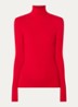 Merino ribgebreide trui van wol met col - Cranberryrood