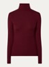 Merino ribgebreide trui van wol met col - Bordeauxrood