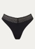 Romantic string met opengewerkt dessin - Zwart
