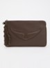 Angel clutch van leer met logo - Bruin