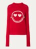 Malty grofgebreide trui van merino wol met ingebreid patroon - Rood