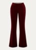 Prevy mid waist flared fit pantalon van fluweel met steekzakken - Kersenrood